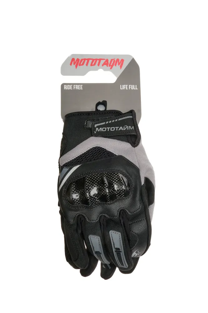 Арт. UB31 Мотоперчатки "МОТОТАЙМ" ц. черный/серый р. 2XL