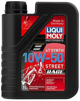 1502 LiquiMoly Синт. мот. масло д.4-т. мотоциклов Motorbike 4T Synth Street Race 10W-50 SN MA2 (1 л)