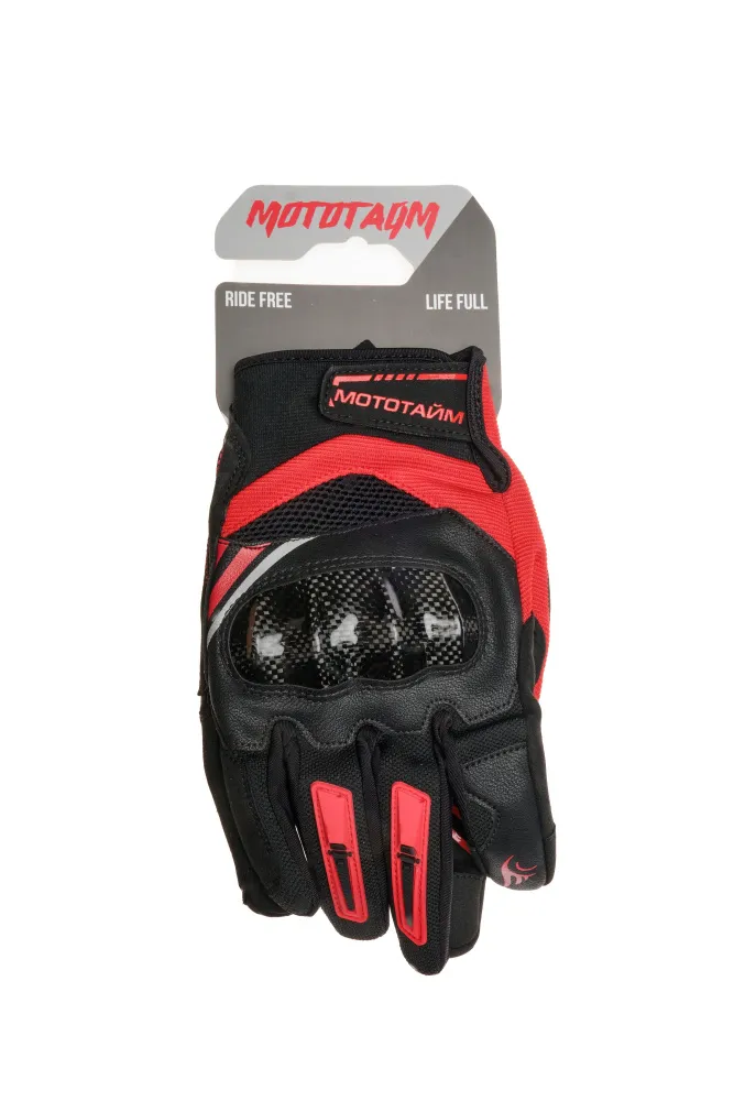 Арт. UB32 Мотоперчатки "МОТОТАЙМ" ц. черный/красный р. L