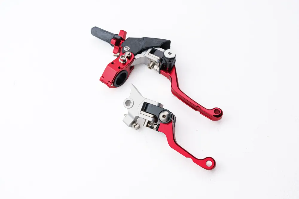Комплект рычагов сцепление и тормоза (неломайки) CNC 360град ТИП 2 ц. Красный