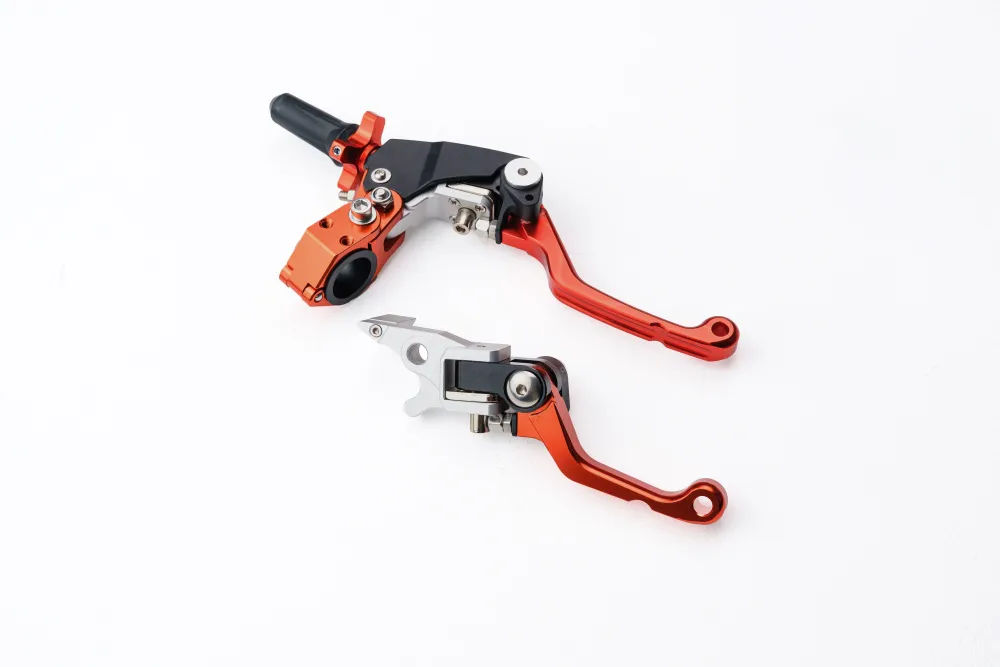 Комплект рычагов сцепление и тормоза (неломайки) CNC 360град ТИП 1 ц. Оранжевый	