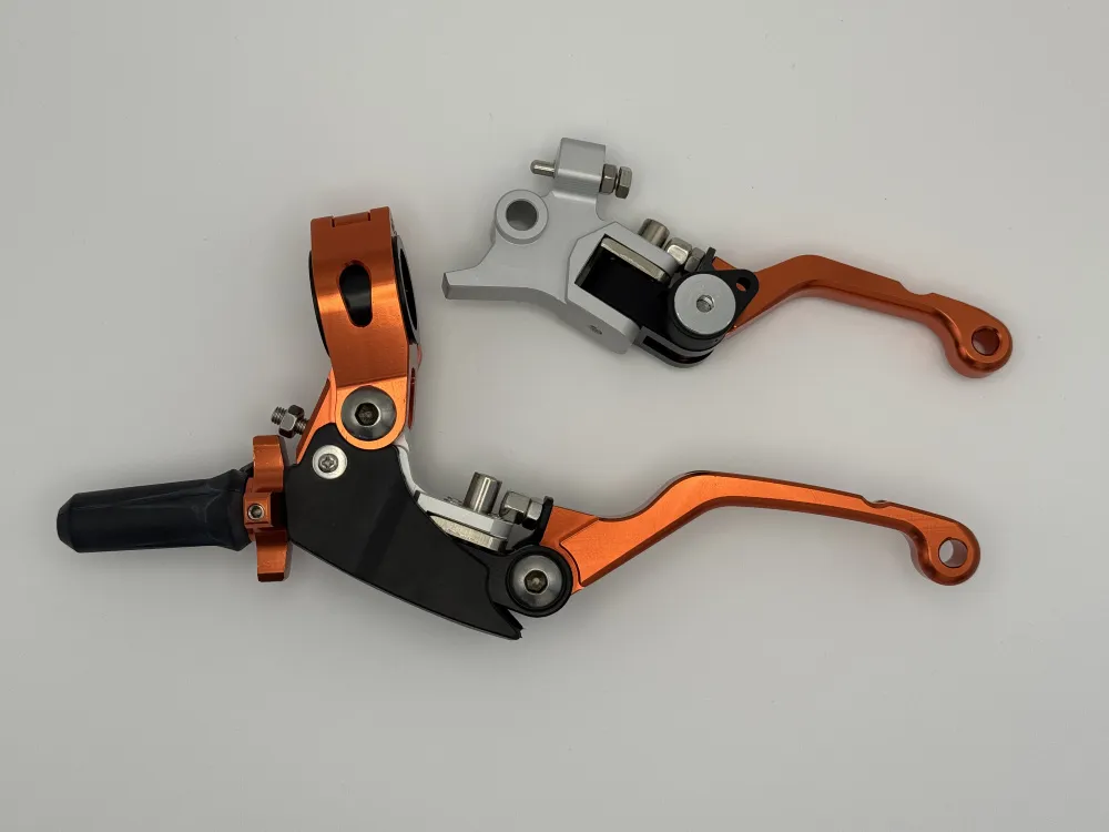 Комплект рычагов сцепление и тормоза (неломайки) CNC 360град ТИП 2 ц. Оранжевый