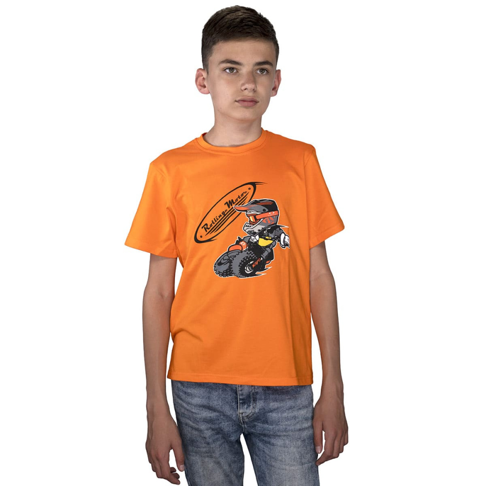 6430474-931-2061 Футболка Rolling Moto Kids, ц. оранжевый 128 см.